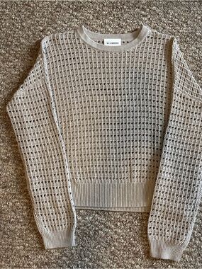 W.Cashmere Open-Knit Crewneck Sweater Fisherman